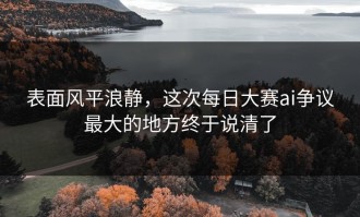 表面风平浪静，这次每日大赛ai争议最大的地方终于说清了