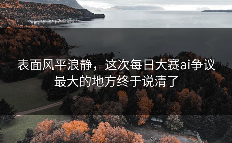 表面风平浪静，这次每日大赛ai争议最大的地方终于说清了